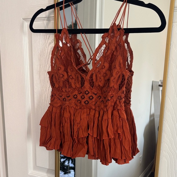 Free People Tops - Free People Rust Lace Peplum Top
